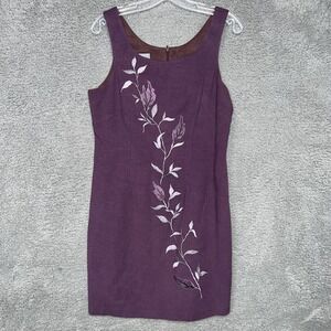 Rabbit Rabbit Rabbit Dress Women's Size 12 Purple Floral Embroidered Sleeveless